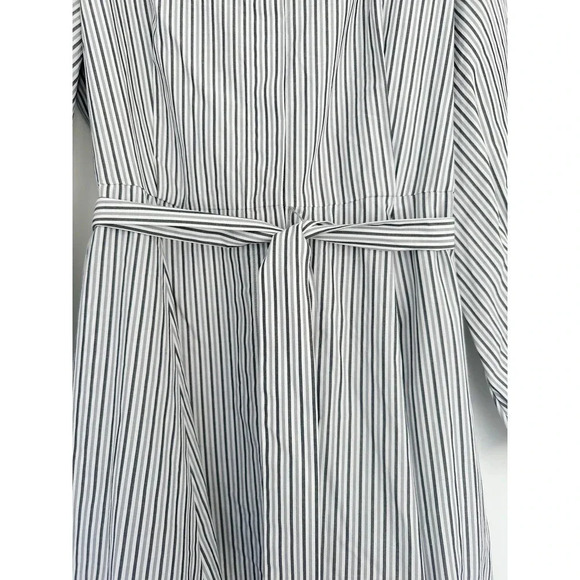 Calvin Klein Striped Shirt Dress 100% Cotton White and Gray Size 14 - Picture 5 of 12